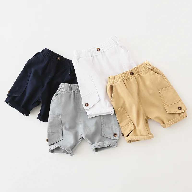 Pockets Boys Cargo Shorts Summer Knee Length Toddler Baby Pants Cotton Children Kids Clothes W241227
