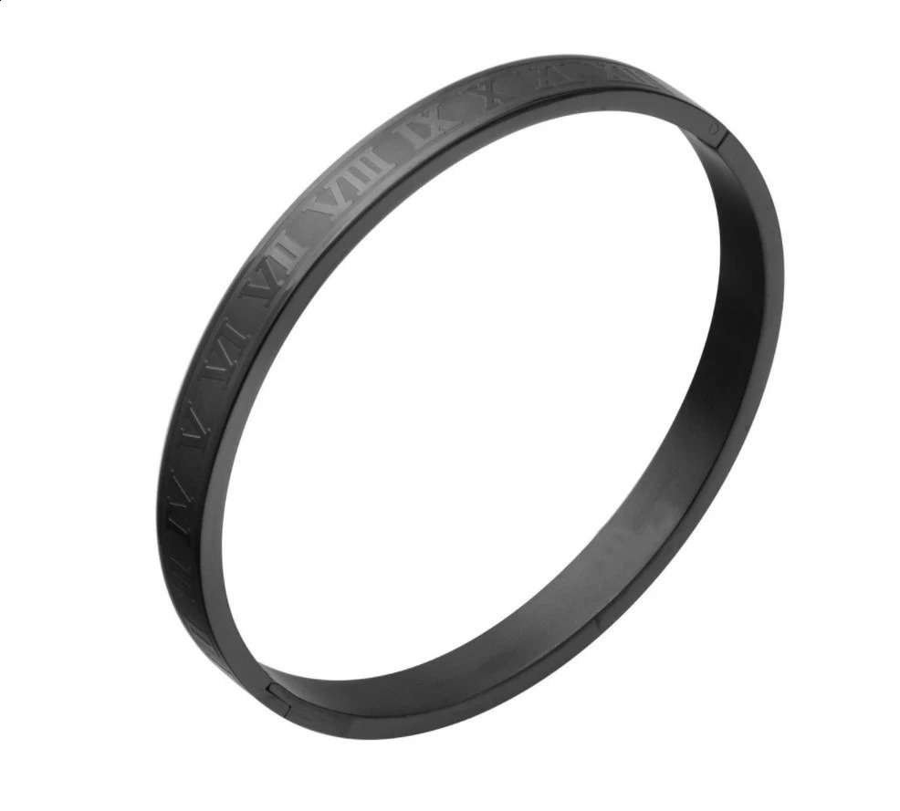 Cuff Bracelet Bangle Stainless Steel Bracelet Carving Roman Numeral Couple Roman Bangle For Men Women Jewelry 241227