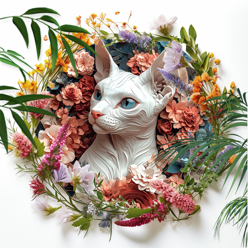 Enchanting Cat Ornament - Customized Circular Aluminum Decorative Painting, Perfect Pet Souvenir Tombstone for Cats and Dogs