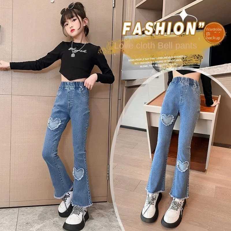 Pants towels embroidered jeans 2024 summer girls casual cute fashionable embroidery W241227