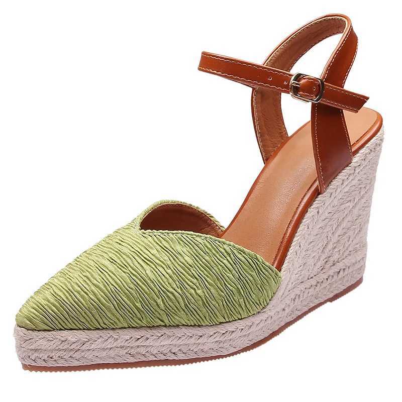 High Quality Womens Sandals Espadrilles Platform clogs Wedge FAshion Womens Shoes With High Heels Shallow Mouth Square Toe Large Size T241227