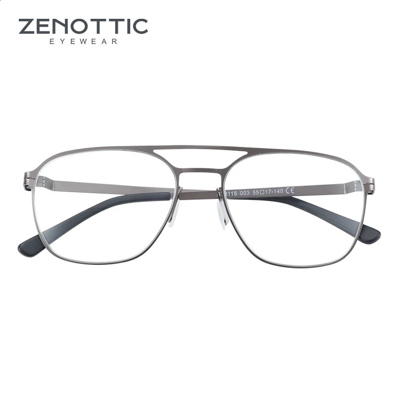 ZENOTTIC Double Bridge Glasses Men Lightweight Pilot Large Optical Eyeglass Frame 241227