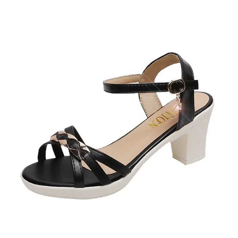 High Quality Fashion Chunky Heel Sandals for Women Summer New High Heels Sandals Simple Elegant Summer Women Shoes Womens Sandals T241227