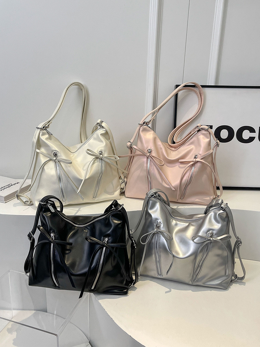 Shoulder Bags Cute Bow Underarm Bag PU Leather Designer Tote Solid Color Trendy Crossbody New With Zipper Satchel Purse For Women