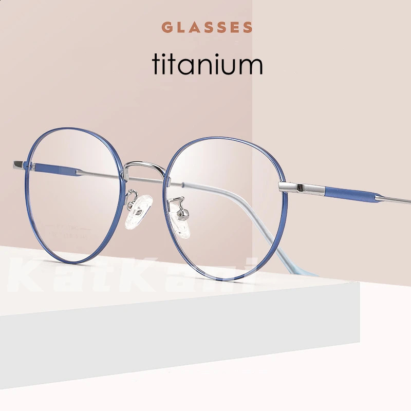 KatKani Super Light Alloy Two-tone Eyeglasses Men Retro Round Myopia Optics Prescription Glasses Frame Women AC017 241227
