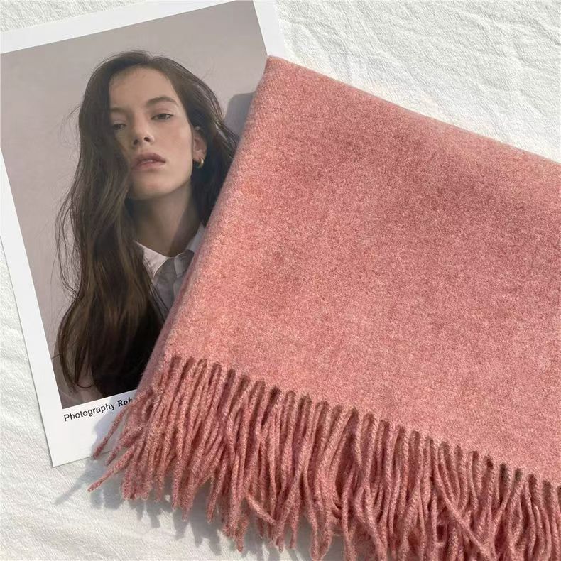 T039 new solid color scarf for women and men in winter, universal couple shawl, dual-purpose, warm, long, thickened, Japanese and Korean version