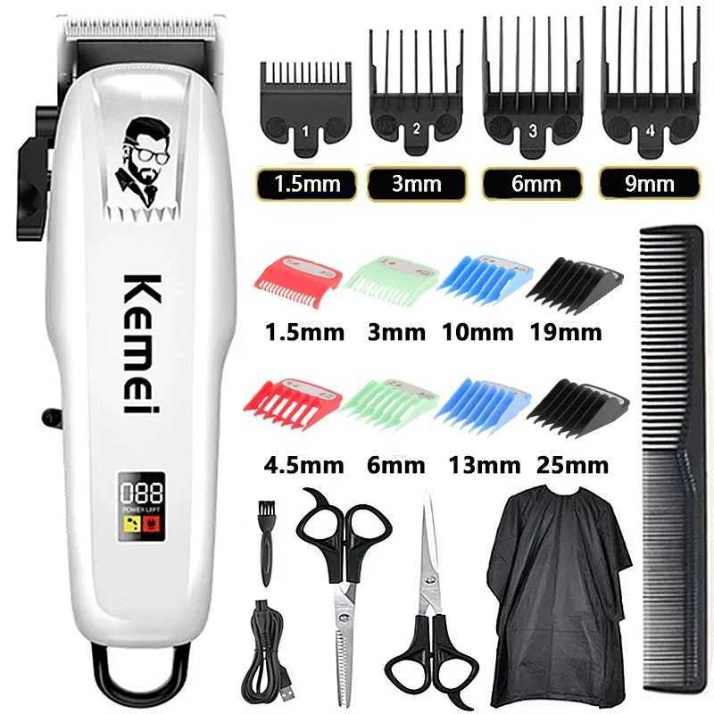 Kemei Professional Hair Clipper Rechargeable Hair Trimmer For Men Shaver Hair Cutting Machine Barber Accessories Cut Machine W241227