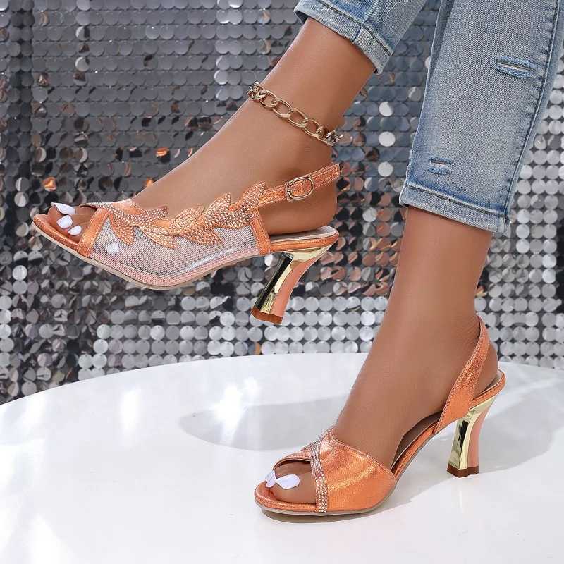 High Quality Womens Fashion Crystal High Heels Sandals Summer Peep Toe Strap High Heels Dress Shoes Party Wedding Shoes Luxury Pumps T241227