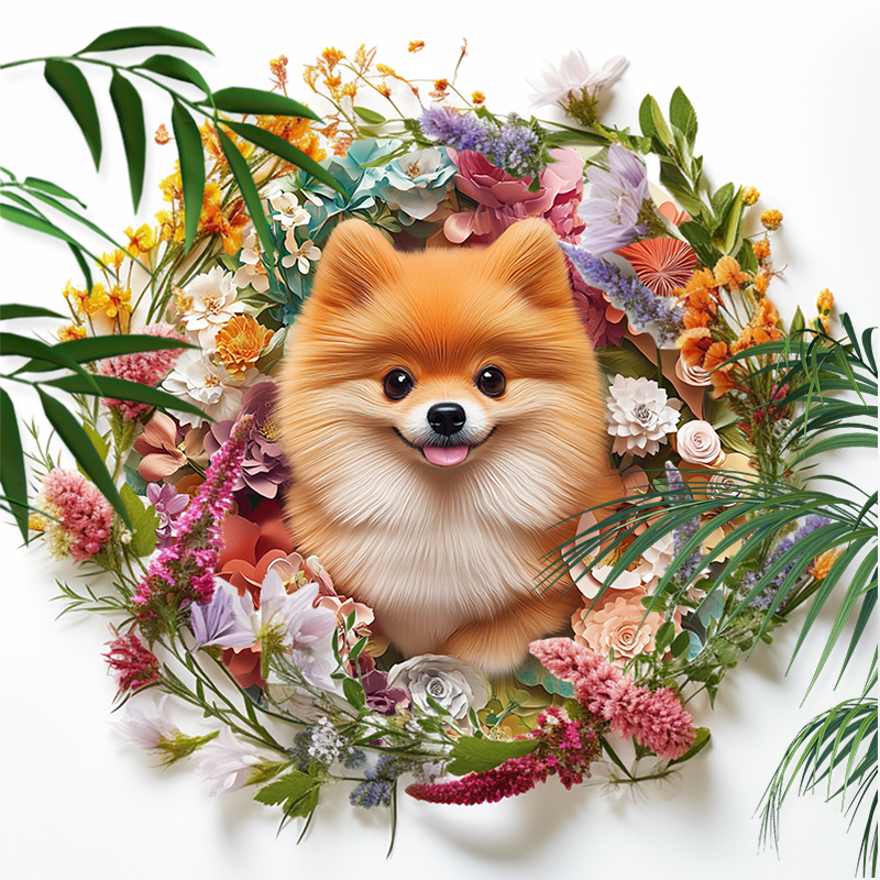 Customizable Pomeranian Pet Ornaments - Circular Aluminum Decorative Paintings | Unique Pet Souvenir Tombstones