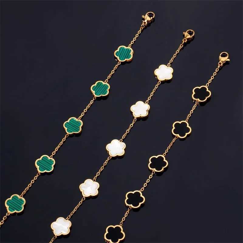 Fashion Hot Plum Blossom Plant Five Flower Bracelet for Women Girls Link Chain Wedding Party Wrist Jewelry Girlfriend GiftsXJ241214XJ241227