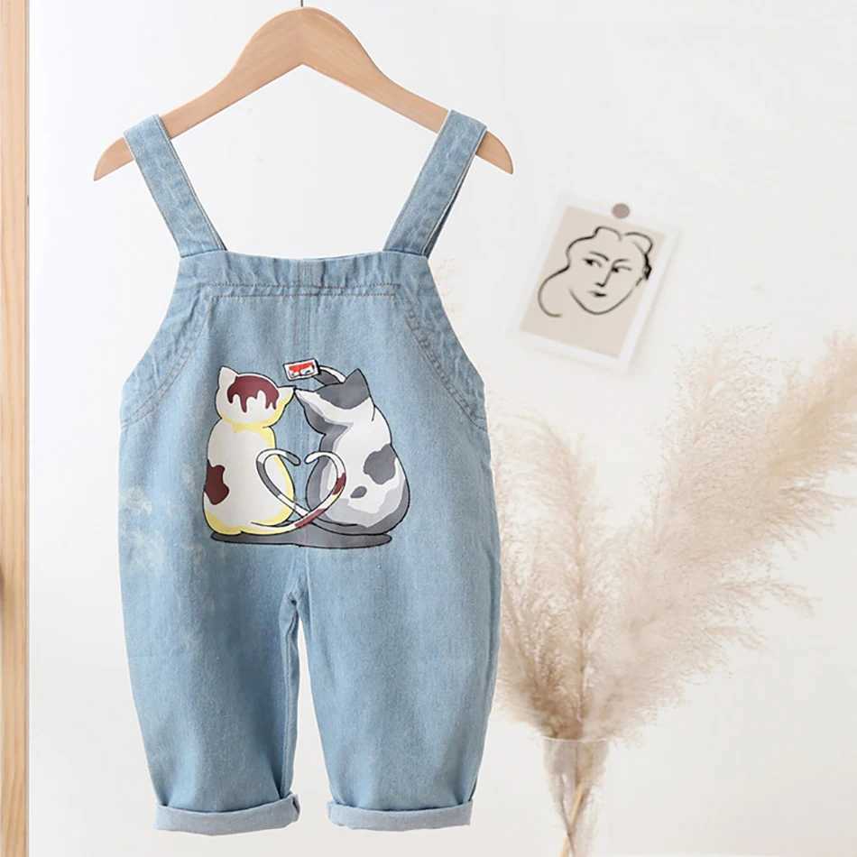 Baby boy denim top baby bib pants jeans letter clothing girls long jumpsuit childrens suspension pants W241227
