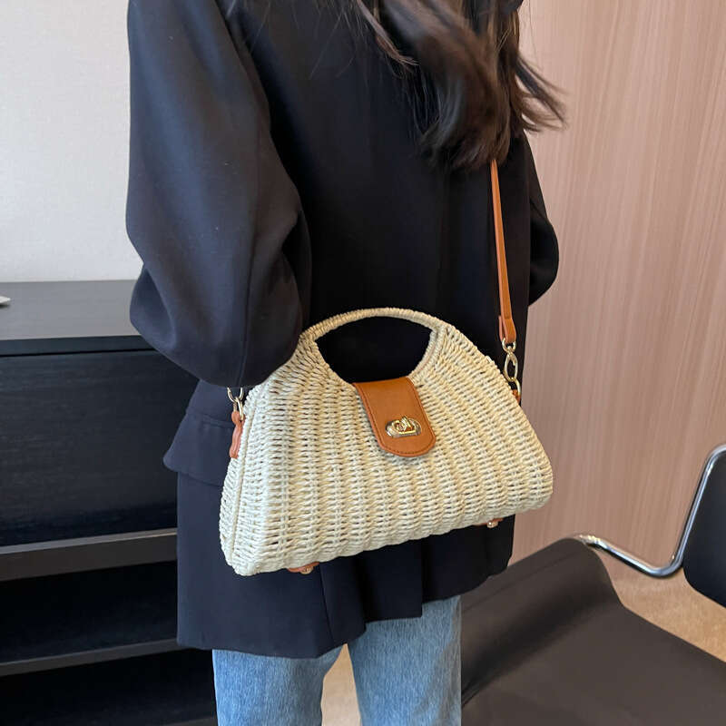 Handheld Straw Women In Spring And Summer, New Woven Crossbody For Leisure Vacation, Beach Shoulder Bag