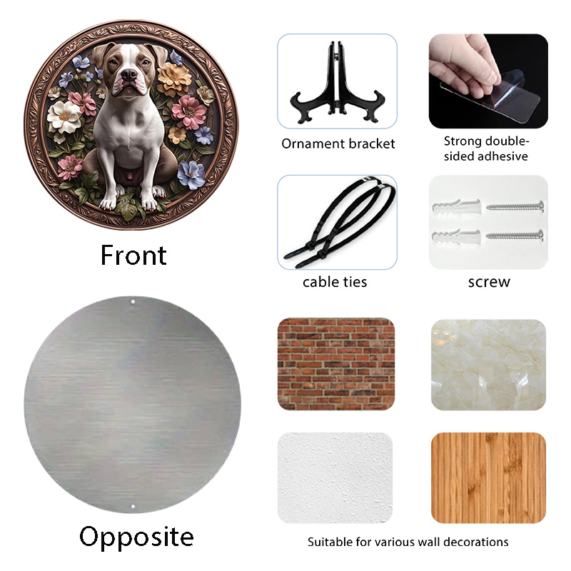 Customizable Aluminum Pet Ornaments - American Staffordshire Terrier Circular Paintings - Unique Pet Souvenir Tombstones
