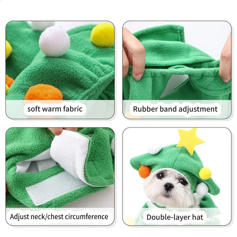 Funny Outfit Christmas Tree Costume for Dogs Pet Holiday Accessories Halloween Suitable for Cats and Dogs Po Props 241225