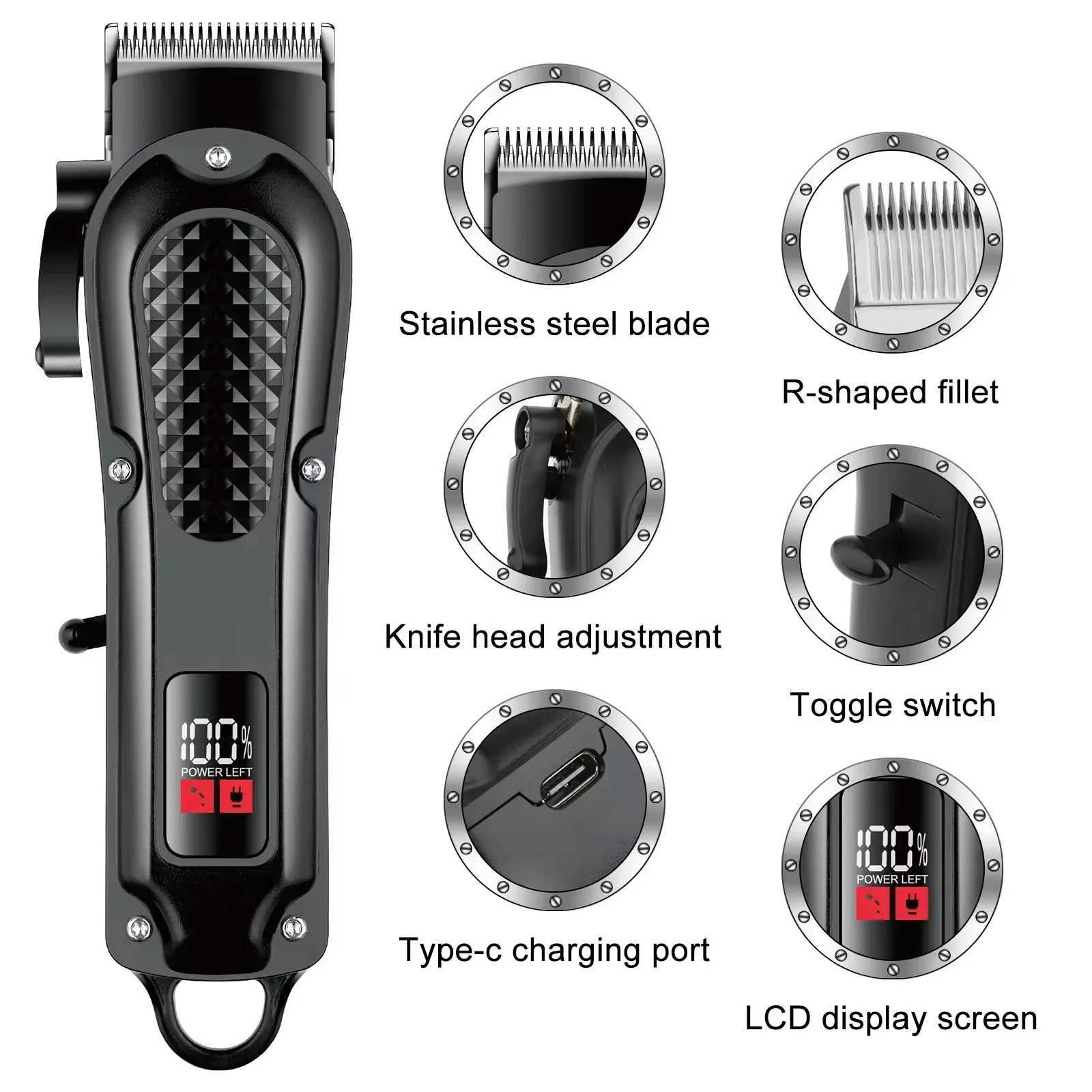 Electric Hair Clipper UBS Rechargeable Cordless Hair Beard Trimmer For Men Powerful Electric Hair Cutting Machine Rechargeable W241227