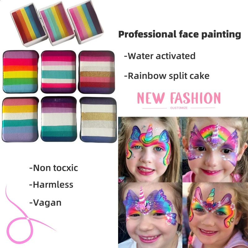 High Quality 20g 30g Splitcake Face Paint Body Art Painting Makeup Rainbow Split Cake Face Cosplay Holiday Make up 241224