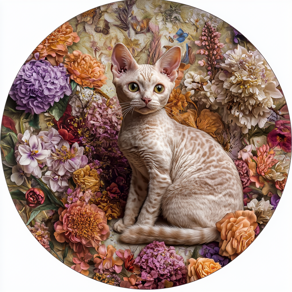 Devon Rex Cat Pet Ornaments - Customized Circular Aluminum Decorative Paintings for Pet Souvenir Tombstones