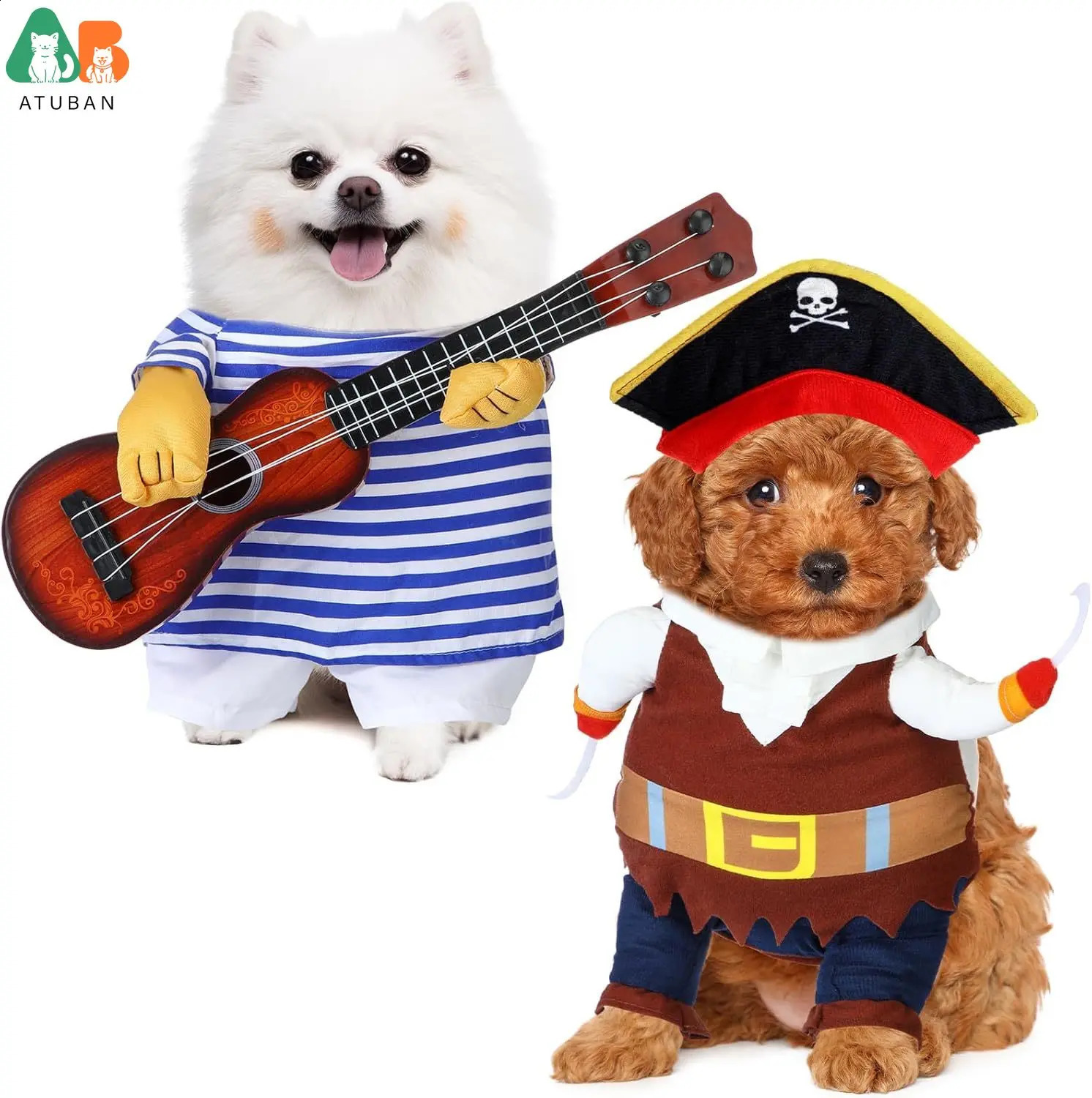 2Pc Cowboy Rider Dog Costume Knight Style Pet Costume with Doll and Hat Funny Halloween Costumes for Pet Clothes Cosplay Apparel 241225