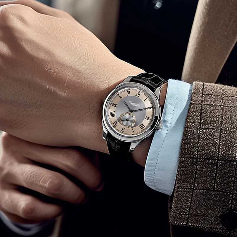 Luxury mens watches commercial fashion casual leather straps mens quartz simple watches Reloj Hombre M241226