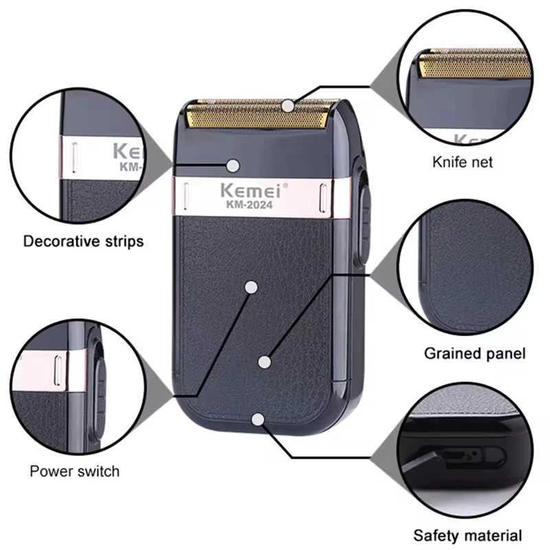 Kemei KM-679 Mini Portable Electric Hair Clipper KM-2024 Mens Reciprocating Twin Blade Razor Shaver Beard Trimmer Shaving Machine W241227