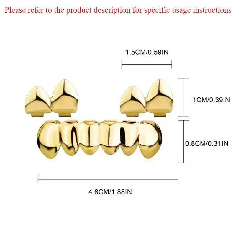 3Pcs/Set Dental Grills Gold Glossy Teeth C Top Bottom Grill Set for Women Men Jewelry Party Gifts Bo Jewelry Decoration W241227