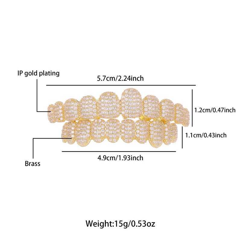 Hip Hop Full CZ Stones Long Teeth Grillz Cs Cubic Zircon d Out Micro Pave Top Bottom Charm Grills For Men Women Jewelry W241227