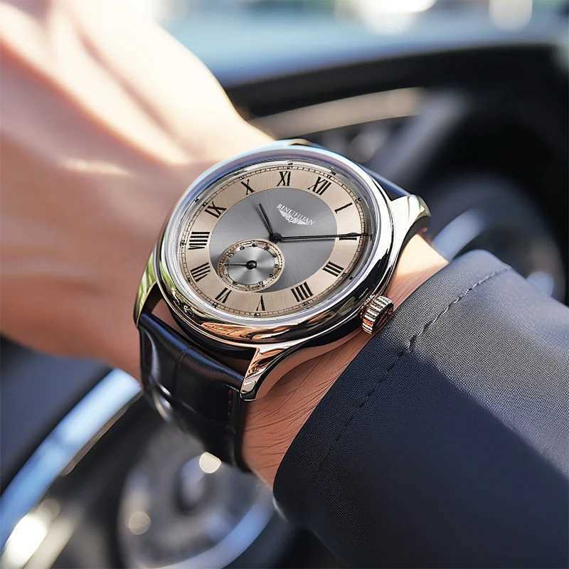 Luxury mens watches commercial fashion casual leather straps mens quartz simple watches Reloj Hombre M241226