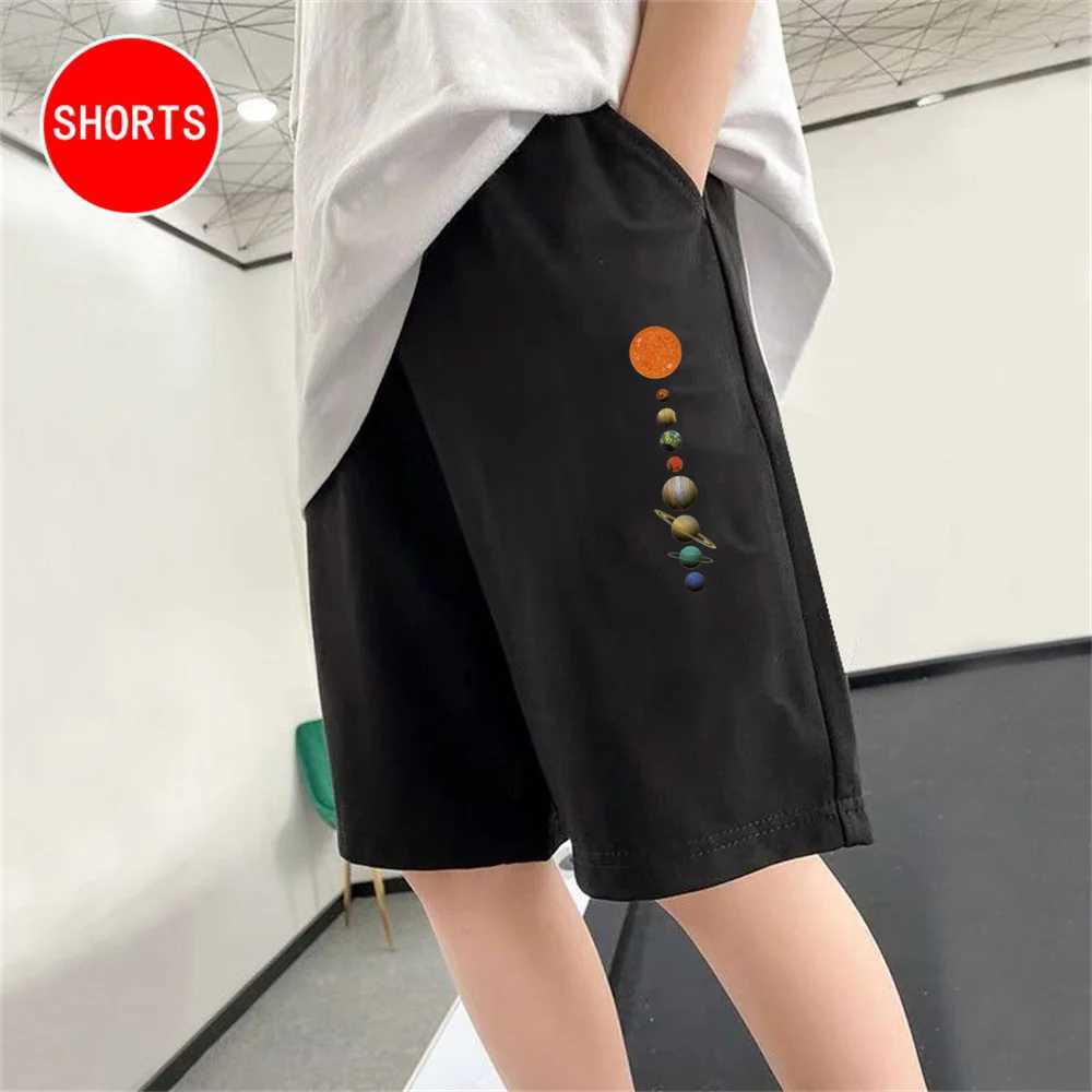 Boys New Summer Trousers Solar System Design Sports Shorts Children Loose Cotton Short Pants 3-14Y Unisex Clothes W241227