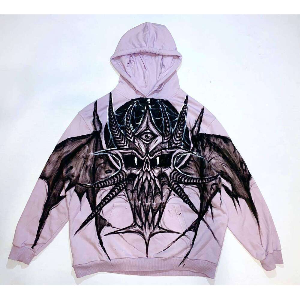 Gothic Harajuku style hooded with spider print for both men women, loose and dark street sports sweatshirt