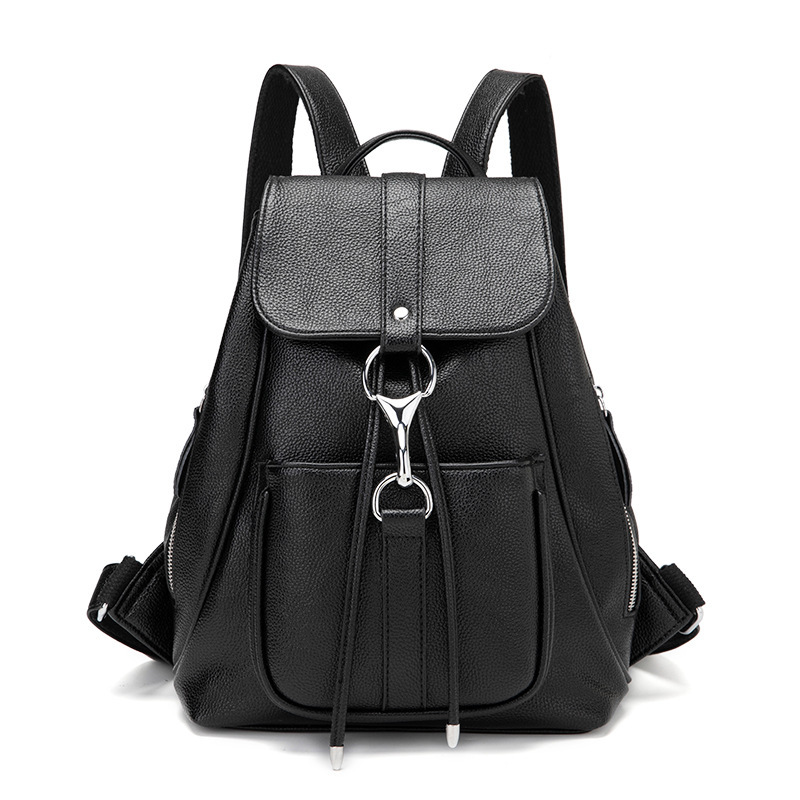 2024 New Korean Edition Simple Leisure Versatile Fashion Women's Backpack Soft Leather Travel Bag