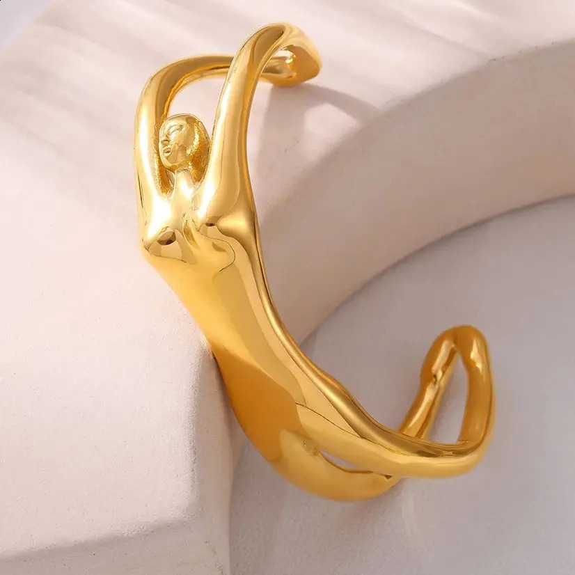 Sexy n Women Body Cuff Bracelets For Women 316L Stainless Steel Wristband Shiny Heavy Bangle Waterproof Fashion Jewelry 241227