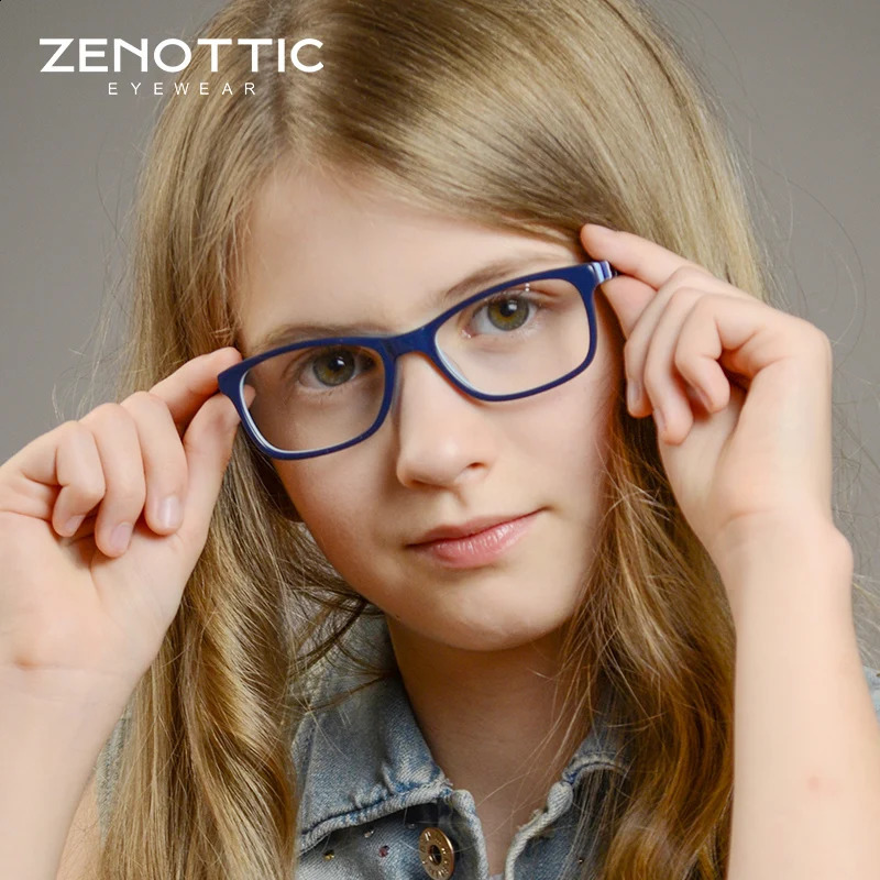 ZENOTTIC Kids Optical Glasses Acetate Frames Children Striped Square Non-Prescription Eyewear for Boys Girls BT5000 241227