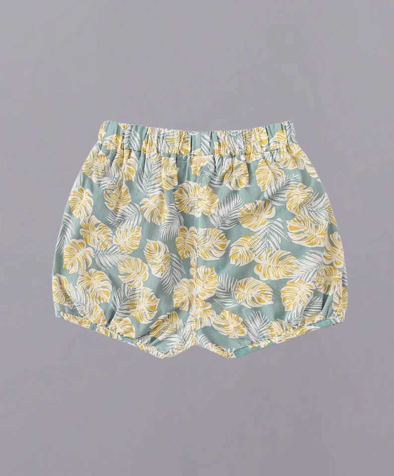 Summer playful cute unique double side pocket bracteel shorts elastic waist feather print casual loose comfortable thin girl W241227