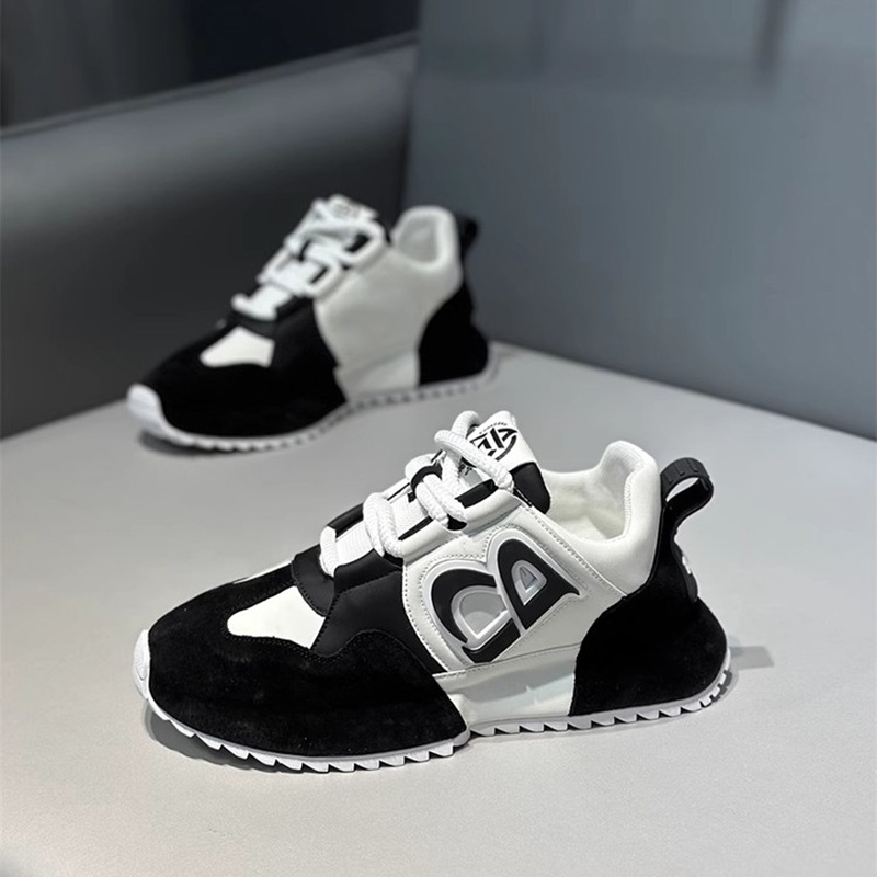 Men Casual Shoes Black White Trendy Style Thick Sole Board Shoes Sneaker Free shipping