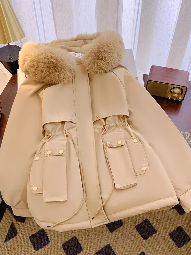 2024 Overcoat Parka Down CottonPadded Jacket Medium Long Winter Coat Add Velvet Fashion Ladies Outerwear 241226