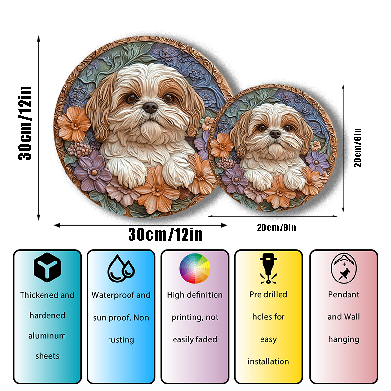 Customizable Circular Aluminum Pet Memorial Decoration Painting - Premium Quality Waterproof Pet Souvenir Tombstone for Dogs