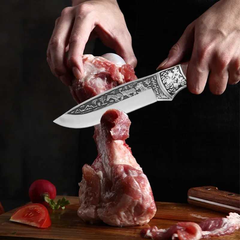 Sharp hand forged kitchen Boning knife stainless steel fruit ingredient knife but vegetable slicer with sheath Y241227