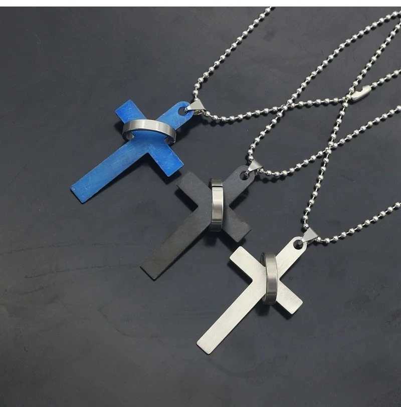 Tren Cross Pendant Necklace Hip Hop Bible Verses Jesus Pray Cross Beads Chain Necklace Unisex Jewelry Drop Shipping CollaresXJ241227