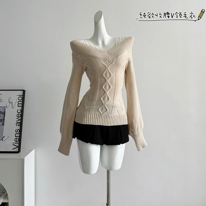 2024 Women Vintage Pullover Knit Sweater Y2k 90s Aesthetic Harajuku Elegant Long Sleeves Sweaters Fashion 2000s Clothes Autumn 241223