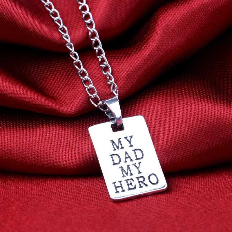 1pc Fashion Accories my Father My Hero Letter Pendant Chain Plate Silver Color Necklace Family Necklace Gift ManXJ241227