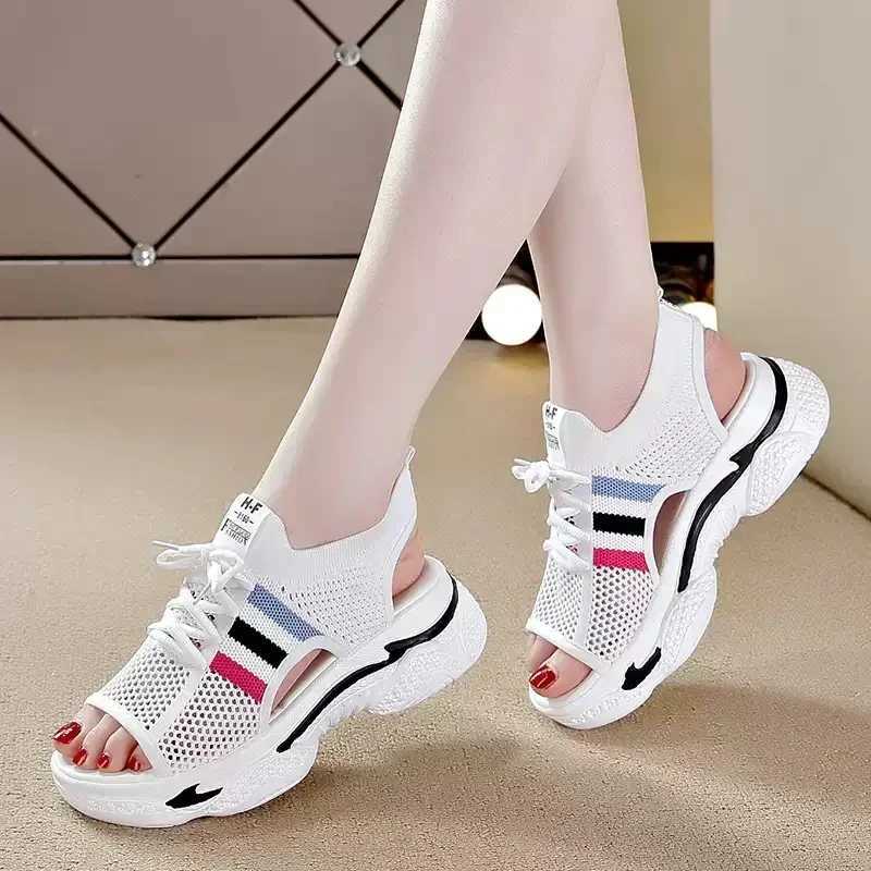 High Quality Womens Sports Sandals Summer New Hollow Flat Ins Fashion All-match Platform Casual Shoes Womens Sport Sandals T241227