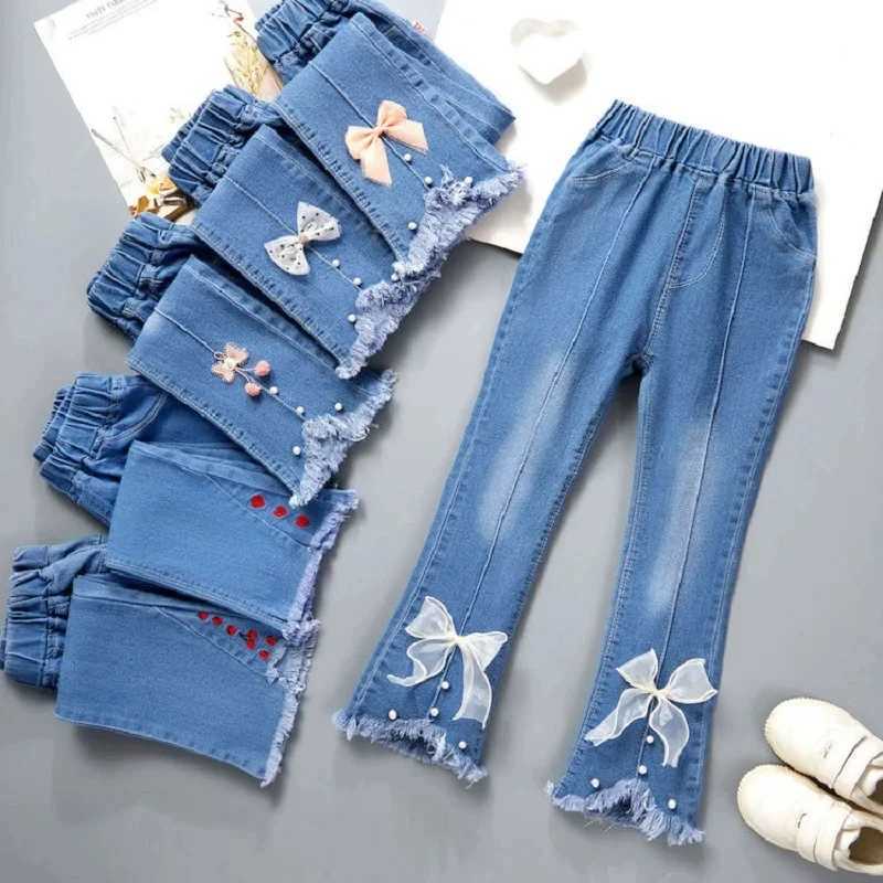 Girls bell bottoms solid color fashionable sle slish Baby Girl Spring Clothes for Flared Pants Casual Trousers 3-12 years old W241227