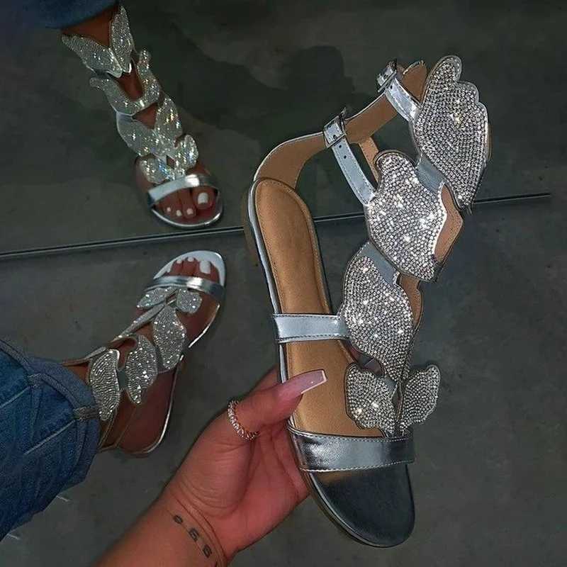 High Quality Summer Fashion Sandals for Women Plus Size Butterfly Crystal Gladiator Sandals Comfortable Open Toe Shoes Woman Sandals T241227