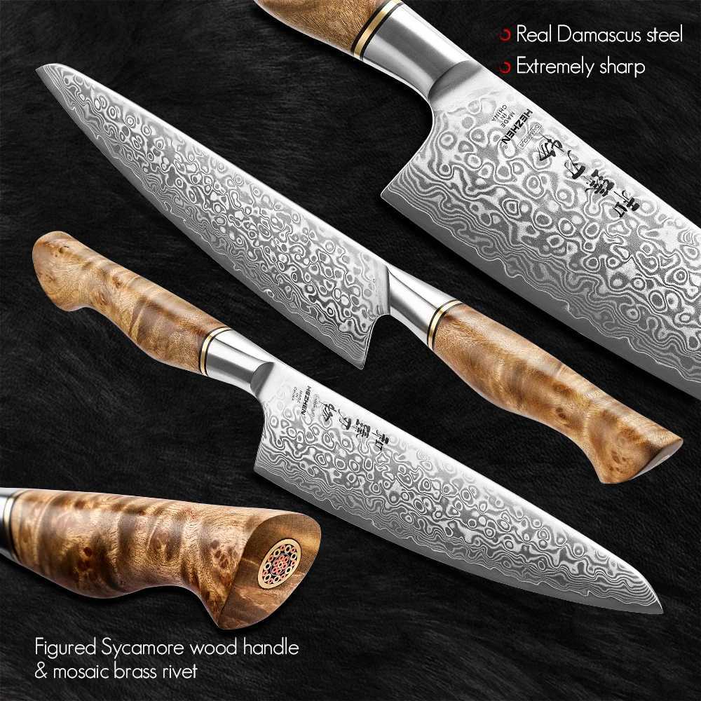Hebei 8.3 Chef Knife 67 Layer Damascus Steel 65 Angle Cooking Tool Core Blade Kitchen Knife Accessories Y241227