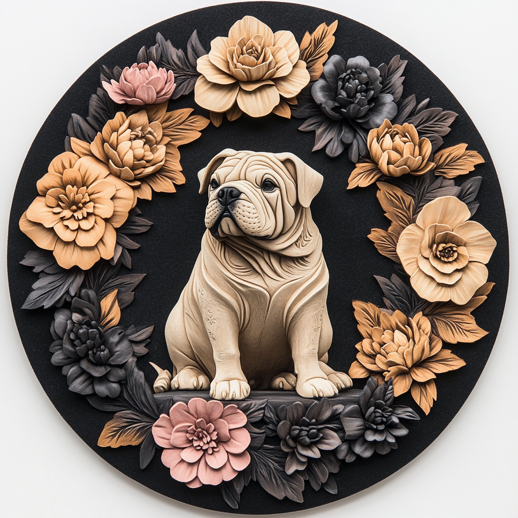Customizable Premium Quality Circular Aluminum Pet Memorial Decoration - UK Bulldog Themed Pet Souvenir Tombstone