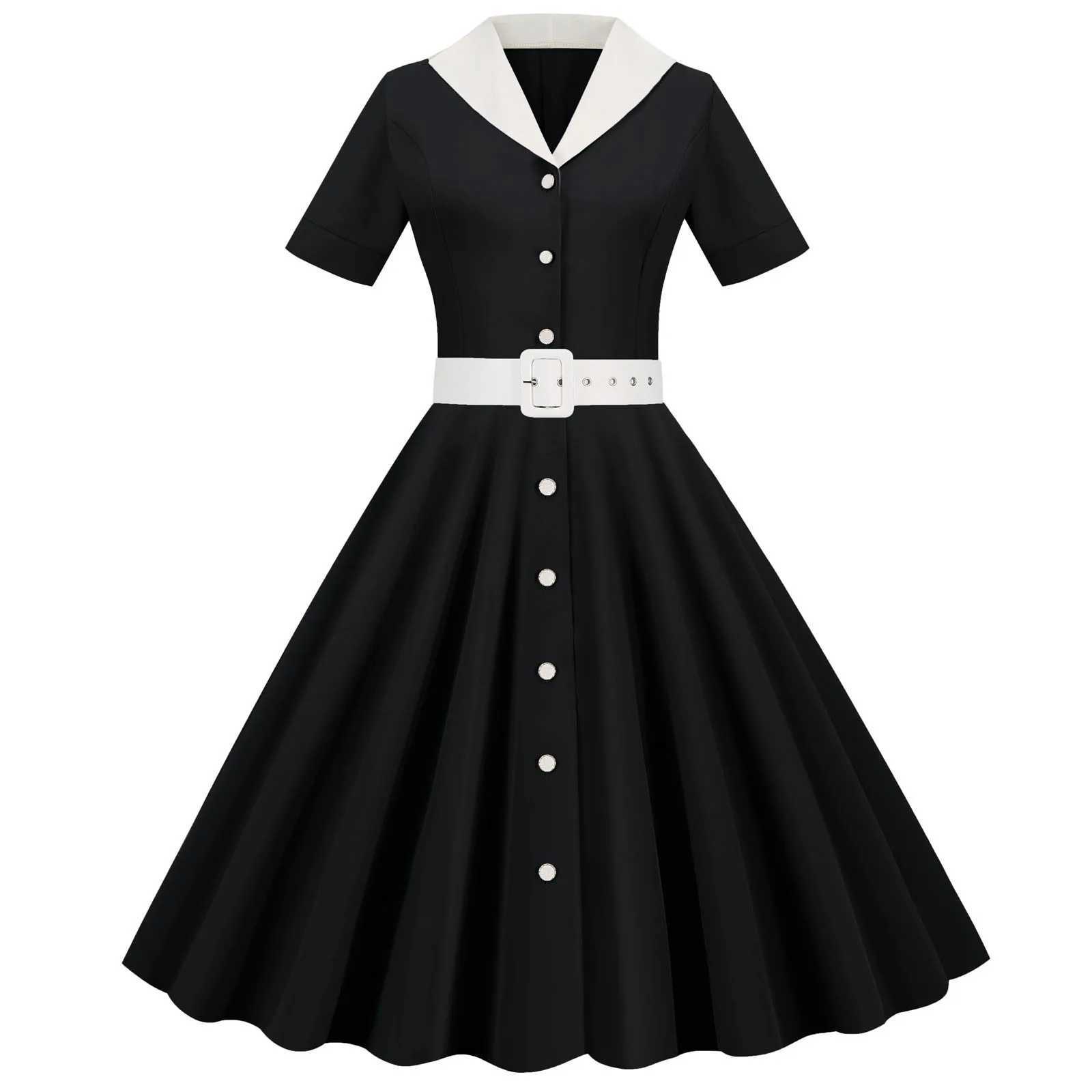 French retro solid dress womens summer retro 1950s and 1960s Pin Up Rockabily party dress womens vest dress X241226