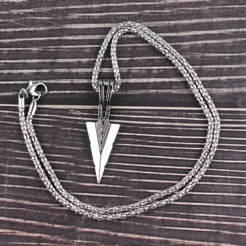 2022 Fashion Jewelry Black Gold Silver Color Arrow Head Pendant Long Chain Necklaces for Men jeweley gift wholesale hot saleXJ241227