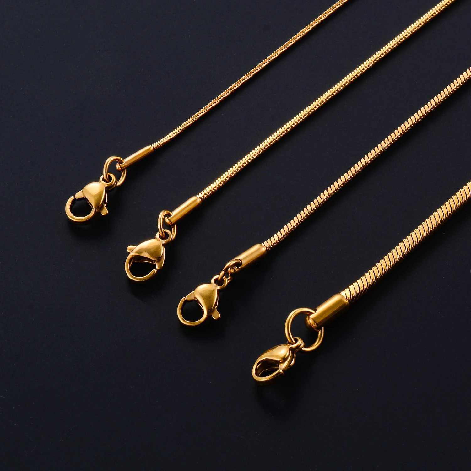 0.9mm/1.2mm/1.5mm/2mm/2.4mm Stainl Steel Squre Snake Chain Gold Color Necklace For Women And Men On Neck Jewelry GiftXJ241227