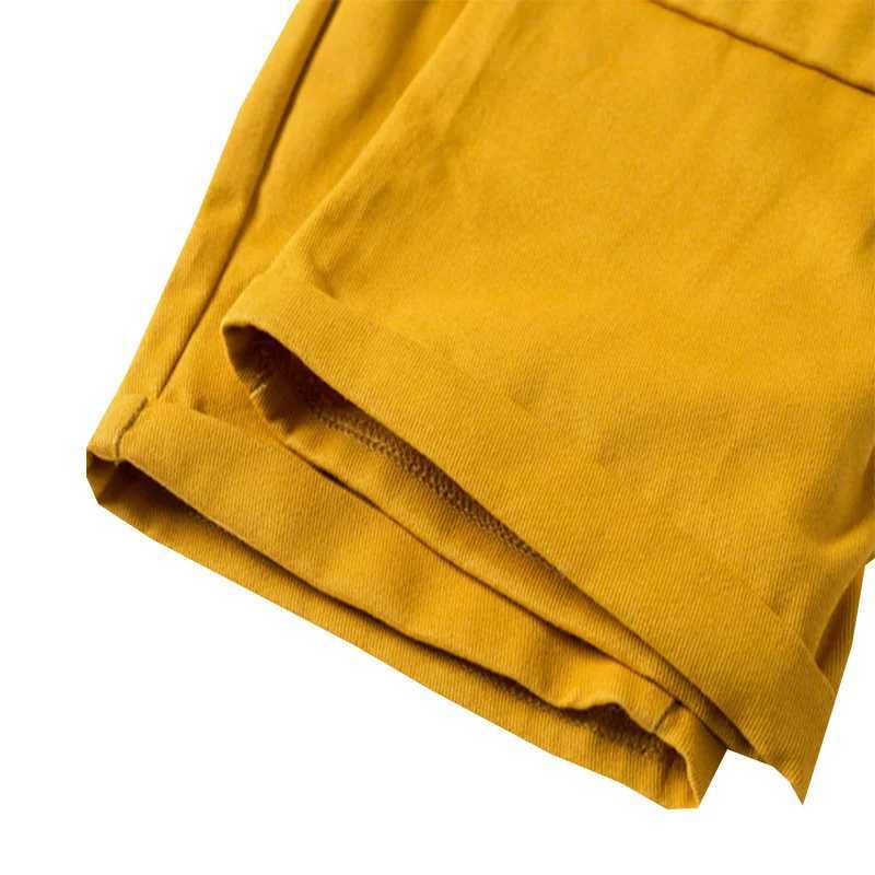 Newborn Daily Shorts for 1-6Y Boys Fashion Yellow +White Shorts With Belt 2 PCS Suit For Birthday Party For Casual Outfit W241227