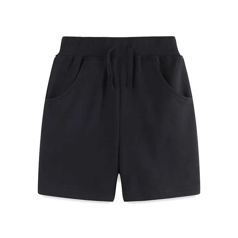 Single piece summer childrens shorts with black pockets fake drawstring elastic middle pants 2-7Y W241227